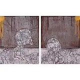 Jessie Mondares, Untitled (diptych), mixed media on canvas