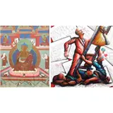 a) Buddhist Tangka
b) Doble-Kadang Kayamanan by a) Unidentified Artist b) Jermaine Wagan Alvarez, a) oil on canvas b) oil on canvas, offered Jan 2022
