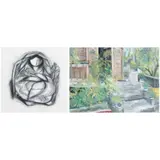 a) Untitled
b) Untitled by a) Francisco Tejada Nacion Jr. b) F. Madrid, a) pastel on paper b) acrylic on canvas, offered Jan 2022