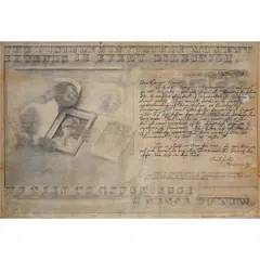 Untitled by Lee Aguinaldo, pen, ink, pencil on photo transfer on paper mounted on plywood, offered Jan 2022