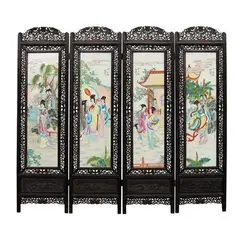 A Four Panel Oriental Screen or Room Divider, Untitled