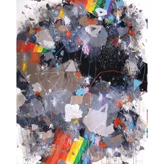 Fitz Herrera, Caught in Between Happiness and Sadness, acrylic on canvas