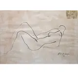 Hernando R. Ocampo, Nude, pen and ink on paper