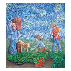 Biyayang Ani Series by Francis Fajardo, oil on canvas, offered Jul 2021