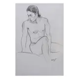 Benedicto Cabrera, Male Study, graphite on paper