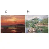 a) Miguel Galvez b) Ephraim Samson, A. Untitled B. Luneta Chinese Garden, oil on canvas