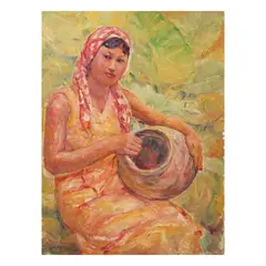 Diosdado Lorenzo, Lady with Banga, oil on panel
