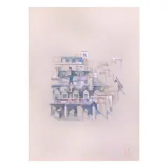 Isabel Diaz, Roofs, watercolor on paper