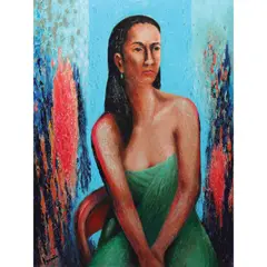 Untitled (Portrait) by Venancio Igarta, acrylic on canvas, offered Jul 2021