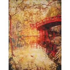 Jim Orencio, Red Bridge, sawdust and acrylic on canvas
