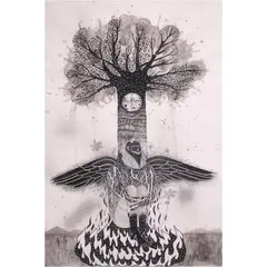 Epjey Pacheco, The Waiting Game, pen and ink on paper