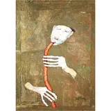 Gil Francis Maningo, Red flute, mixed media on canvas