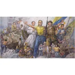 Diwa ng EDSA by Angel Cacnio, oil on canvas, offered Jul 2021