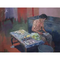 Reading by Jtar, watercolor on paper, offered Jul 2021