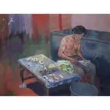 Jtar, Reading, watercolor on paper