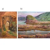 a) Alejandro Celis b) Amado Hidalgo, a) Door
b) Pagudpud, a) oil on canvas b) watercolor on paper
