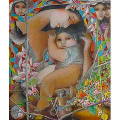 Tam Austria, Mother and Child, oil on canvas
