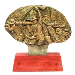 Fred Baldemor, Bayanihan, brass mounted a wooden base