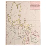 Untitled by Karte von dem Canal in den Philippinischen Inseln, Copper engraving with handcolouring from the rare German edition of Anson’s Voyages, offered Jul 2021