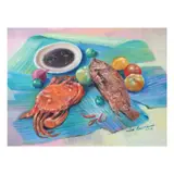 Abe Lucas, Crab and Shrimp, pastel on canvas