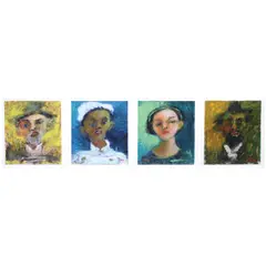 Gino Tioseco, Faces, acrylic on canvas