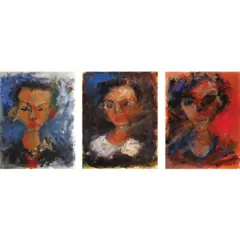 Gino Tioseco, Faces, oil on paper