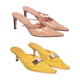 Sergio Rossi, 2 Pointy Mules (Beige and Yellow)