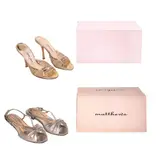 2 Pairs of Gold Sandals with Heels  with box by Jimmy Choo and Mattews, offered Nov 2020
