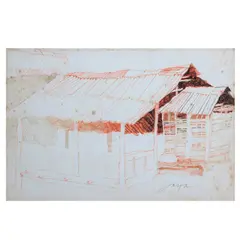 Miag-ao, Ilo-ilo by José T. Joya, pen and ink, offered Oct 2020