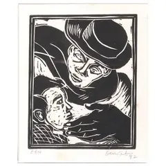Son by Benedicto Cabrera, rubbercut print, offered Oct 2020