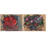 Still Life I and II by Federico Aguilar Alcuaz, watercolor on paper, offered Oct 2020