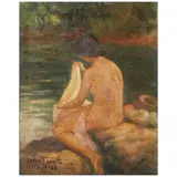Oscar Espiritu, Lavandera, oil on masonite board