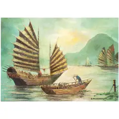 German Icarangal, Sampan Boat, oil and acrylic on canvas