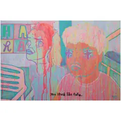 You Stink Like Tofu by Yeo Kaa, acrylic on canvas, offered Oct 2020