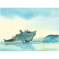 Shipwreck by Elmer Mariano, watercolor on paper, offered Oct 2020