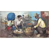 Market Scene by Cesar Buenaventura, oil on canvas, offered Oct 2020