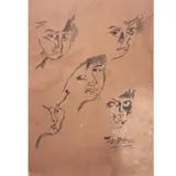 Romeo Tabuena, Mexico Face Studies, pen and ink on paper