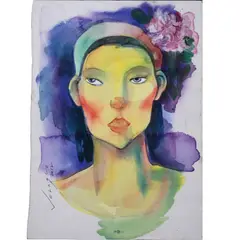 Portrait by Lydia Velasco, watercolor, offered Oct 2020