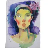 Portrait by Lydia Velasco, watercolor, offered Oct 2020