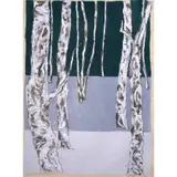 The Birch Forest VI by Phyllis Zaballero, acrylic and charcoal on paper, offered Oct 2020