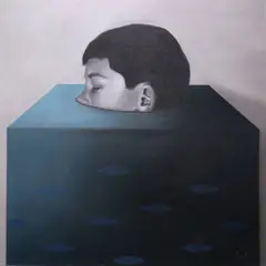 Brave Singh, Nagtago si Pedro, Nakalabas Naman Ang Ulo, oil on canvas