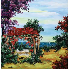 The Gazebo by Carlos Rocha, acrylic on canvas, offered Oct 2020