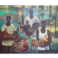 Sabungeros by Paco Gorospe, oil on canvas, offered Oct 2020