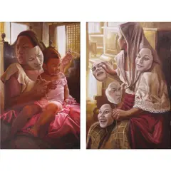 a) Inay Pasaway b) Imosyon by Bon Mujeres, oil on canvas, offered Oct 2020