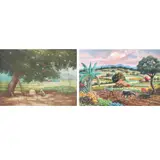 a) Ver Reyes b) Max Adlao b.), Bukid, a.) oil on canvas b.) acrylic on canvas