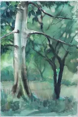 Abstract Landscape by Antonio Dumlao, watercolor, offered Jul 2020