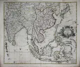John Senex, ASIA, aggreeable to the most approved Maps and Charts, hand-colored copperplate engraving