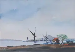 Seaside by Nano, watercolor on paper, offered May 2020