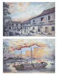 Felipe V. Adriano, Jr., a) Plaza Cervantes 1894 b) Puente Colgante, Quiapo, print