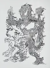 Untitled by Gabriel Tiongson, gnome ink on paper, offered Mar 2020